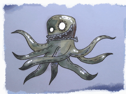 Octopus - My, Children's drawings, Drawing, Children, Octopus, Pencil, Marker, Master Class, Longpost