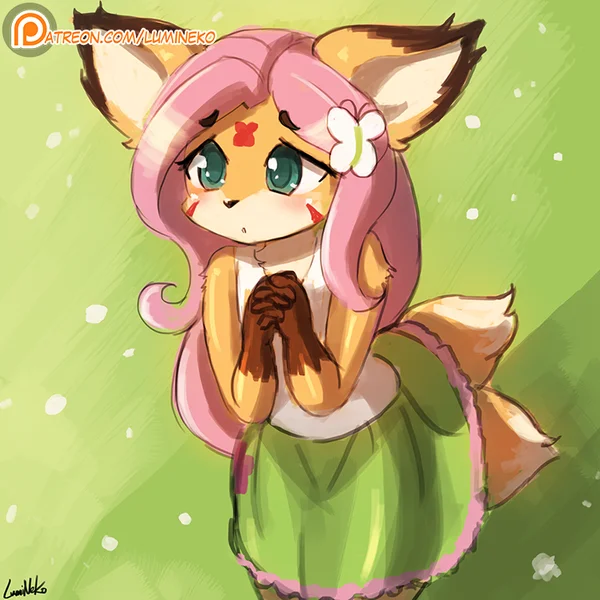 Looks like a fox - My little pony, PonyArt, Anthro, Fluttershy, Lumineko