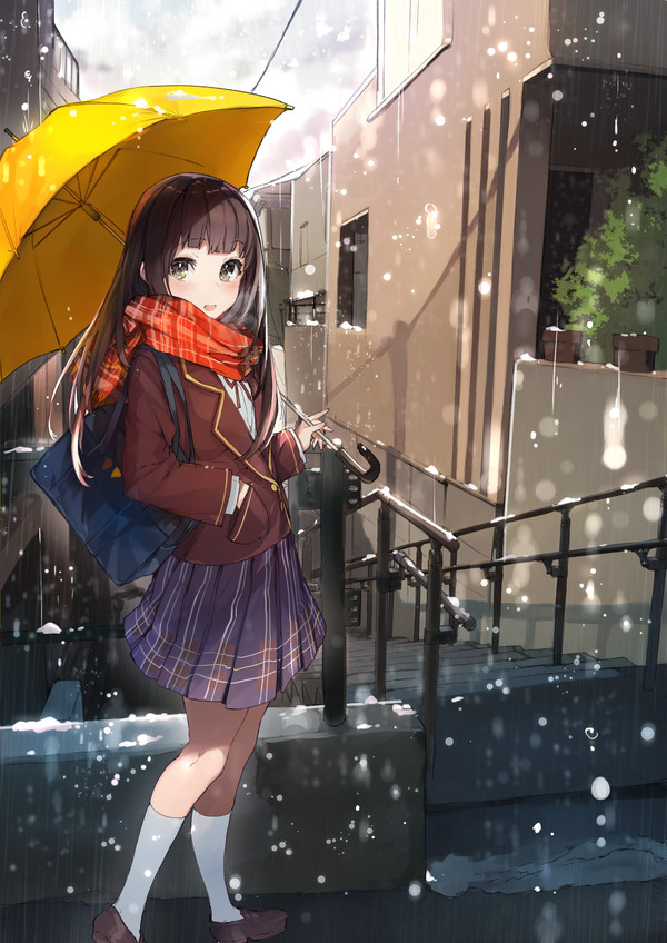 Original Anime Art. - Not anime, Art, Rain, Girls, Original art, Anime art