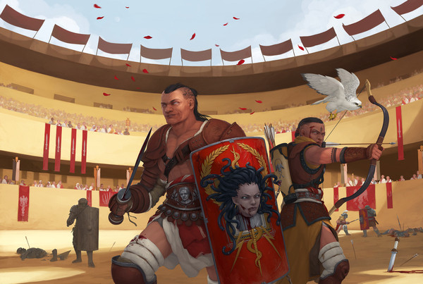 Gladiators - My, Fantasy, Illustrations, , Arena, Armor, Warrior, Rome, Digital drawing