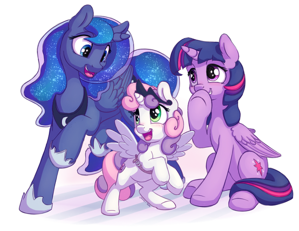  My Little Pony, Princess Luna, Twilight Sparkle, Sweetie Belle, Ponyart