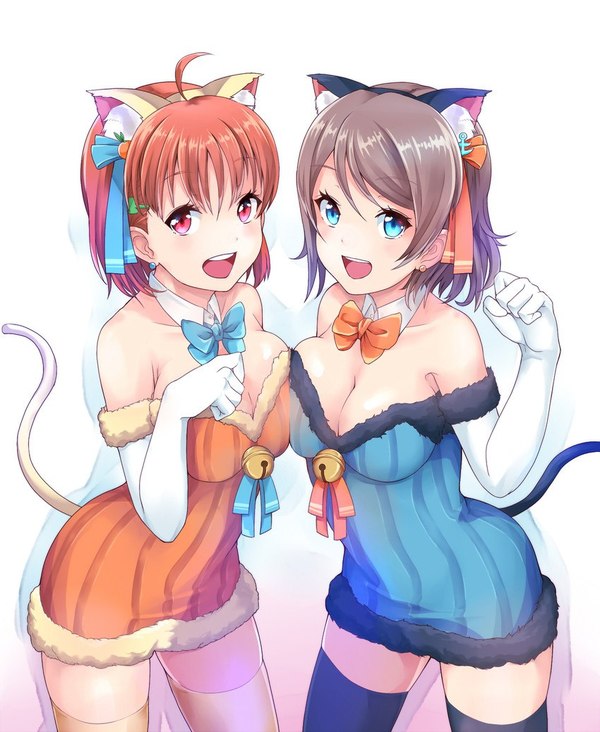 Takami Chika & Watanabe You - Takami Chika, Watanabe You, Love live! Sunshine!!, Anime Art, Аниме