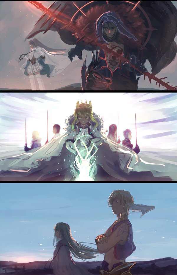 Fate - Art, Anime art, Type-Moon, Fate grand order, Gilgamesh, Medb, Artoria pendragon