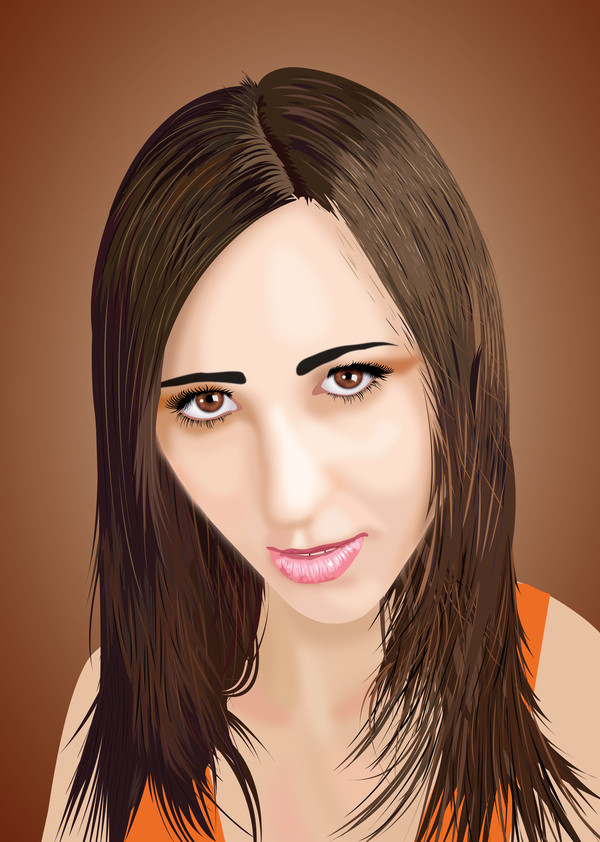 Just a portrait of a girl in illustrator. I drew myself) - My, Vector graphics, , Illustrator, Portrait, Girls, Drawing