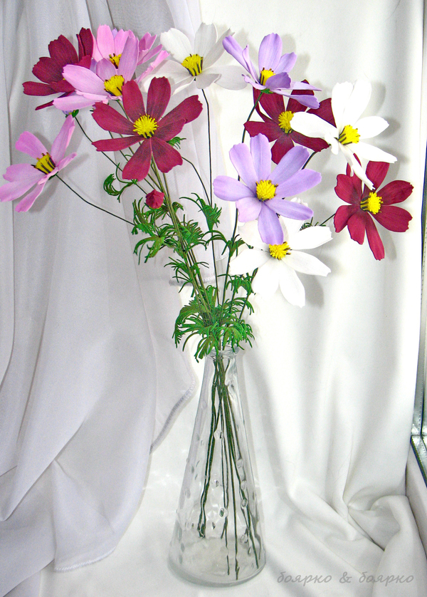 Flowers from my childhood - My, Children, Childhood, Cosmos, Flowers, With your own hands, Foamiran, Foamiran flowers, Longpost