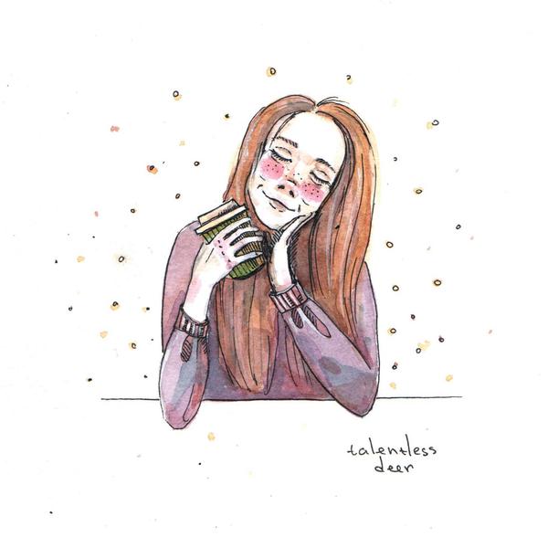 watercolor - My, Watercolor, Girls, Drawing, Art, Sketch, Pullover, Coffee