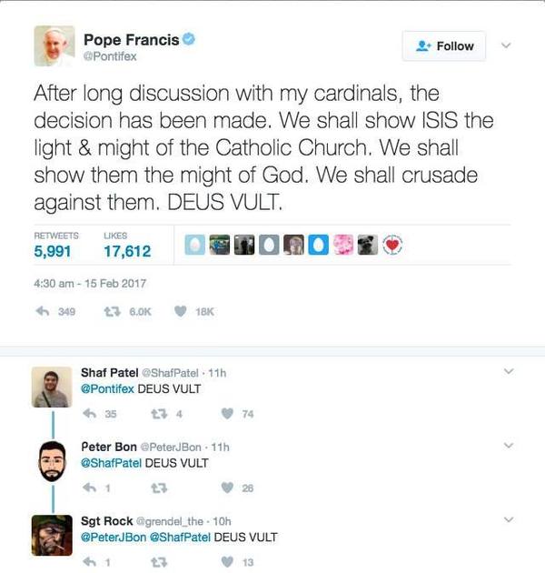 Like the good old... - Crusade, Pope, ISIS, Fake, Twitter