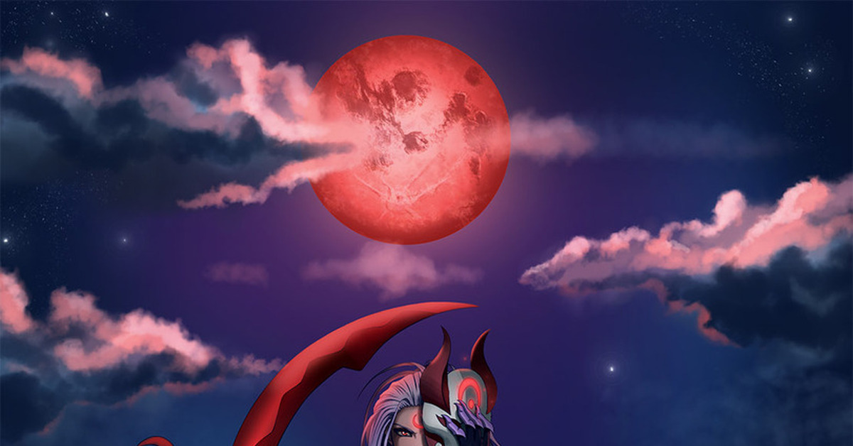 Card red moon