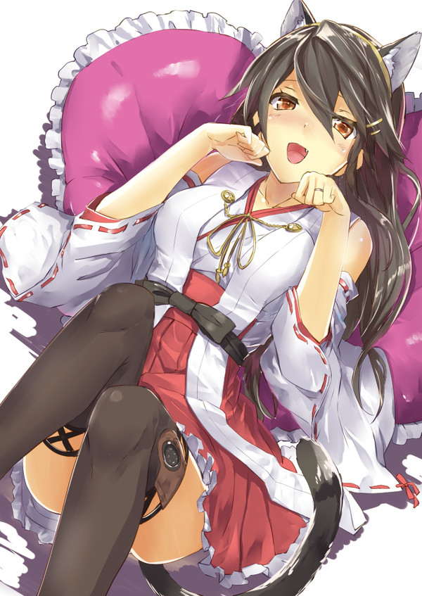 Kantai Collection / Haruna. Anime Art. - Аниме, Игры, Haruna, Kantai Collection, Флотская коллекция, Ушастые, Неко, Anime Art