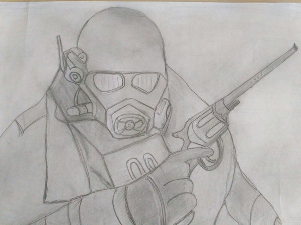 Ranger NCR from Fallout: New Vegas - My, Fallout, Fallout: New Vegas, Art, My, Rangers, Simple pencil
