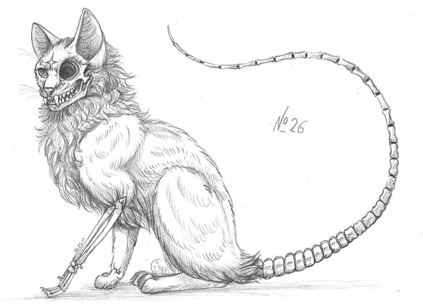 February marathon, day twenty-six. - My, Drawing, Pencil, Cheshire Cat, Skeleton, Month, February