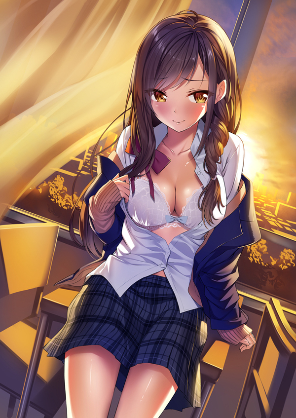 Anime Art - NSFW, Anime art, Anime, Anime original, Seifuku, Cleavage