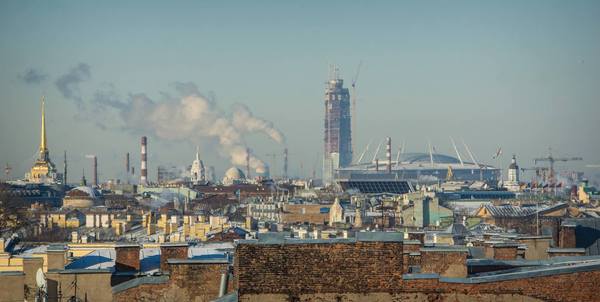 View from the Five Corners Tower - Saint Petersburg, Roof, Gazprom arena, Admiralty, Kunstkamera, The photo, Gazprom