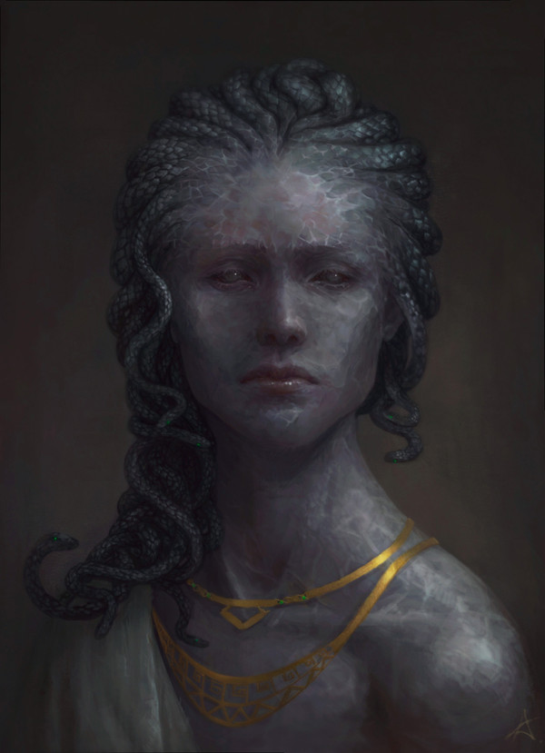 Portrait of Medusa Gorgon - My, Drawing, Digital drawing, Mythology, Medusa Gorgon, Youtube, Speed ??painting, , Video