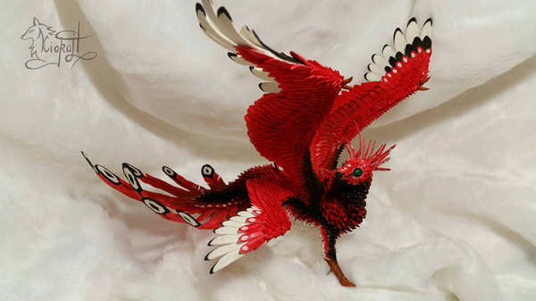 Krasnoper - My, My, , Handmade, Handmade, Griffin, Feathers, Velvet plastic