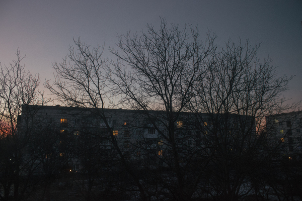 My view from the window - The photo, Winter, My, Courtyard, Uman, Evening, Morning