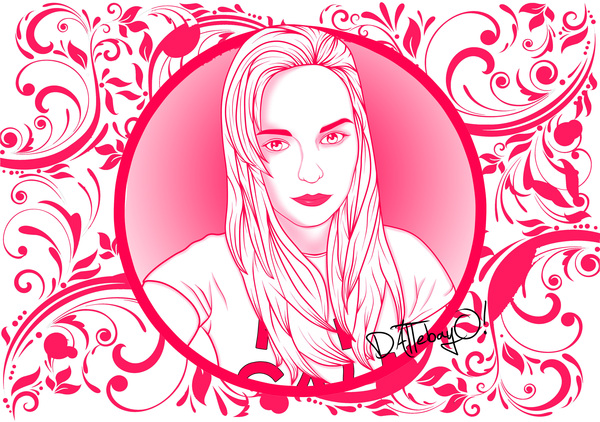 Art in Paint Tool. - My, , Art, Portrait, Drawing, beauty, Pink, Girls, 