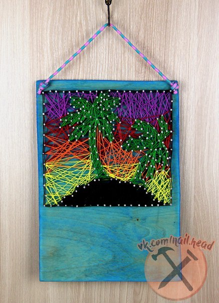 String art - Моё, String Art, Закат, Пальмы, Картина, Панно, Своими руками, Длиннопост