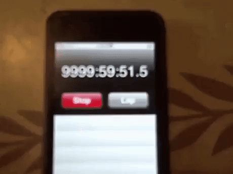 It took a long time, but now I know exactly what will happen when the stopwatch reaches 9999:59:59 - Stopwatch, Experiment, Interesting, GIF