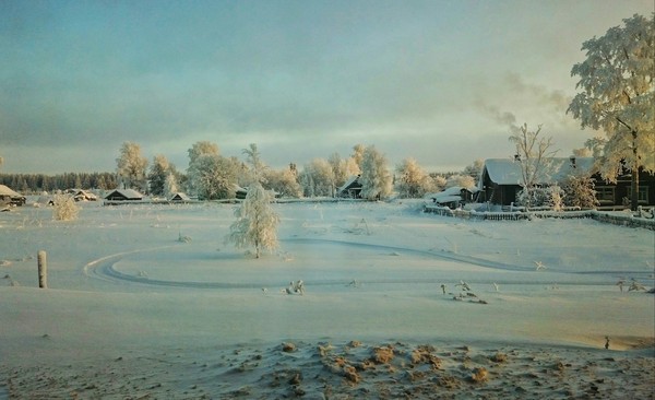 Зимнее утро - Моё, Фотография, Зима, Утро, Дорога, Снег, Не фотошоп, Деревня