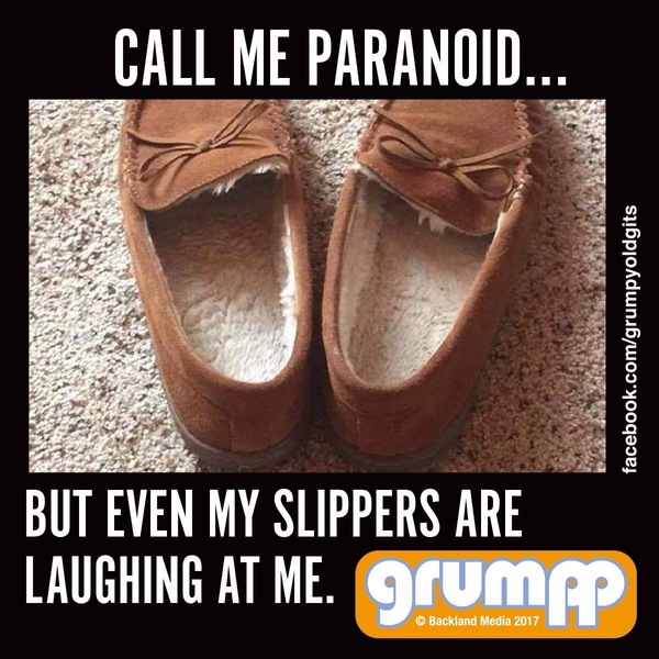 Call me paranoid, but even my slippers laugh at me! - From the network, Humor, Slippers, Dislike