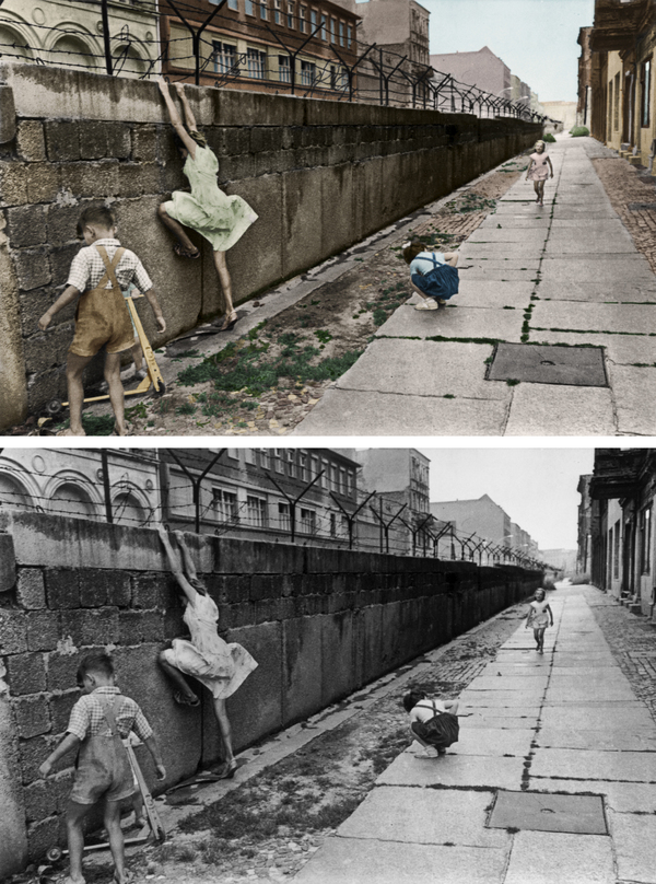 Colorization. - My, Colorization, Old photo, Children, Berlin Wall