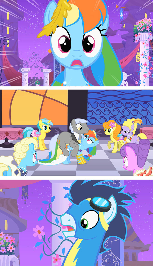Come up with a text for the picture 32 - My little pony, , Rainbow dash, Soarin, Caesar