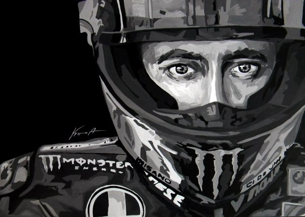 Portrait of Valentino Rossi. Gouache, A3 format. - My, Motogp, Moto, Artist, Portrait, Motorcyclist, Valentino Rossi, Race, Motorcyclists