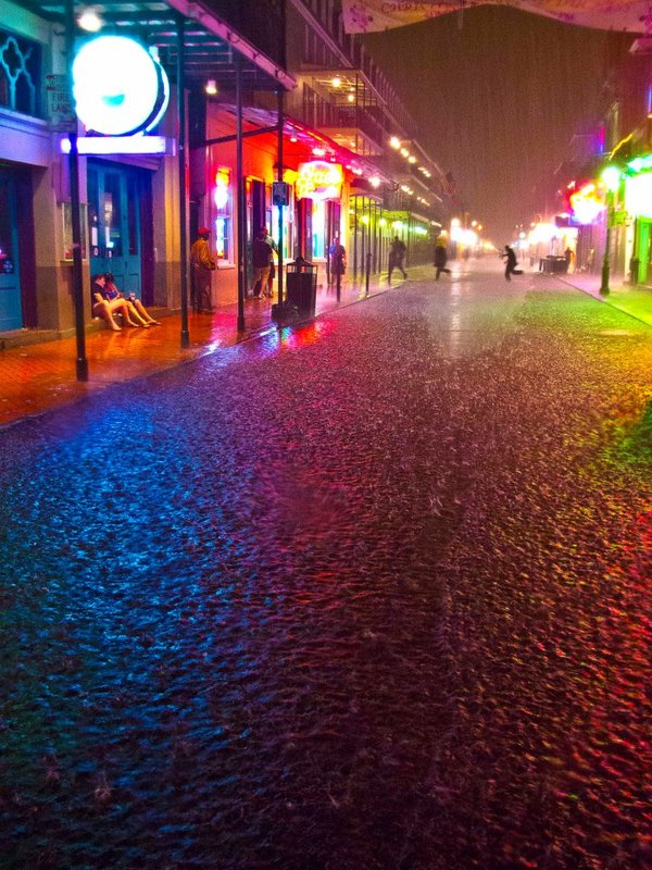 Rainy night in New Orleans. - Night, The street, Rain, Road, Glare, New Orleans, USA, The photo