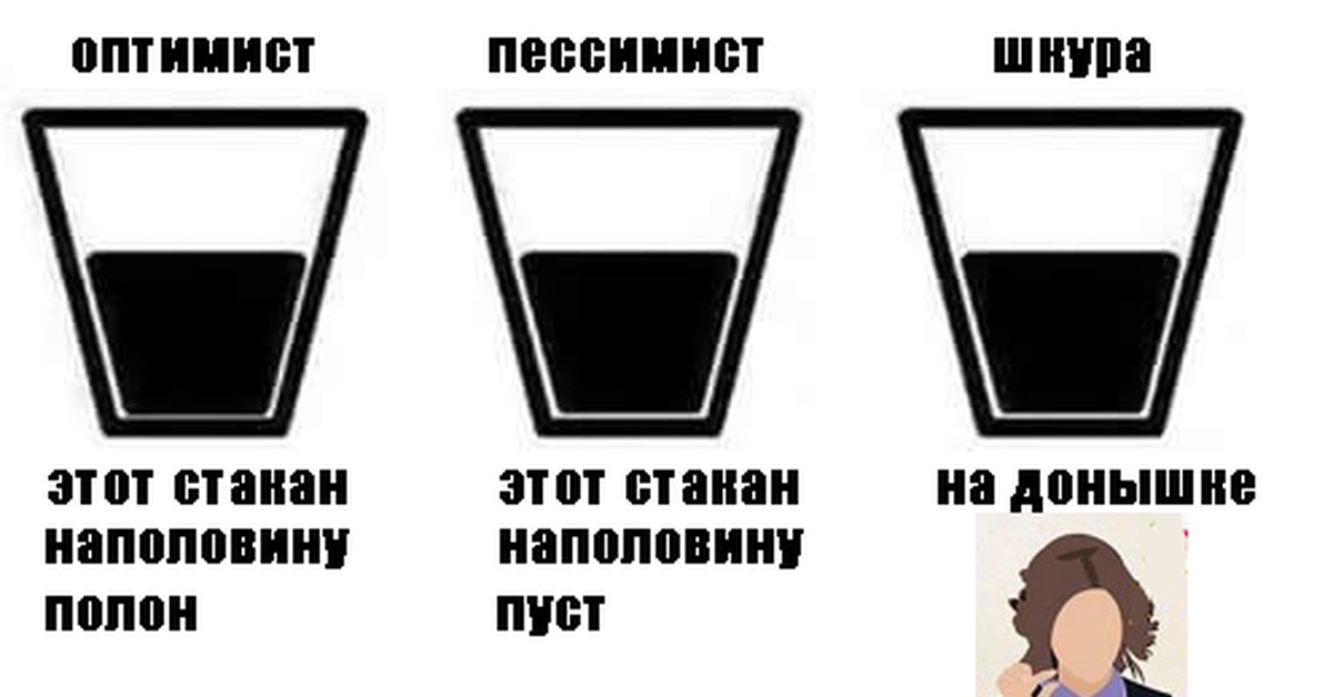 Наполовину пуст. На донышке. Донышко стакана. На донышке юмор. Пессимист оптимист на донышке.