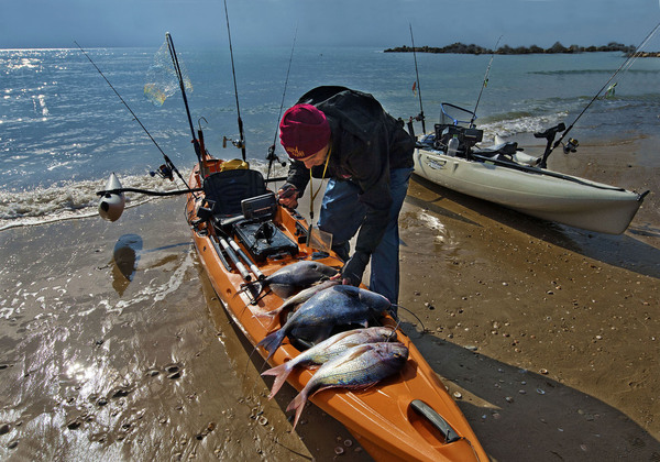 The return of kayakers from sea fishing - The photo, Kayak, Fishing