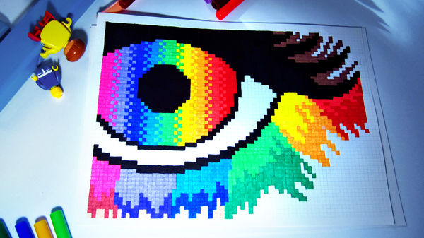 RAINBOW EYE by cells - My, , Eyes, Drawing, Animation, Cartoons, Painting, Rainbow