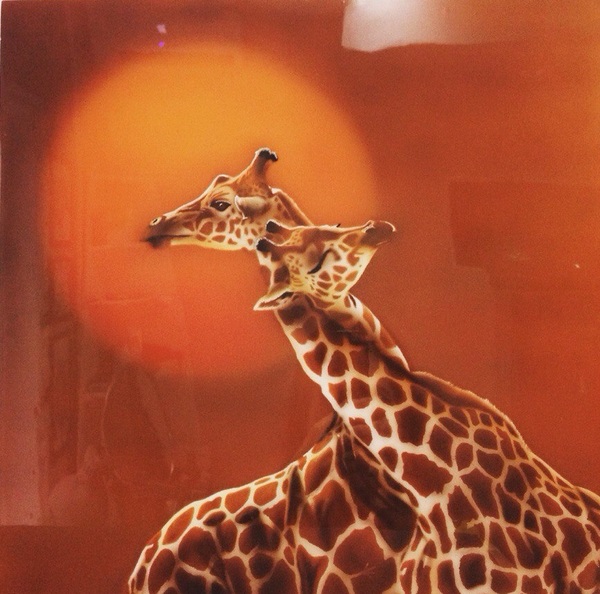 Airbrushing on PVC - My, Airbrushing, Giraffe, Animals, Painting, Art, Art, Artist, Creation, Longpost