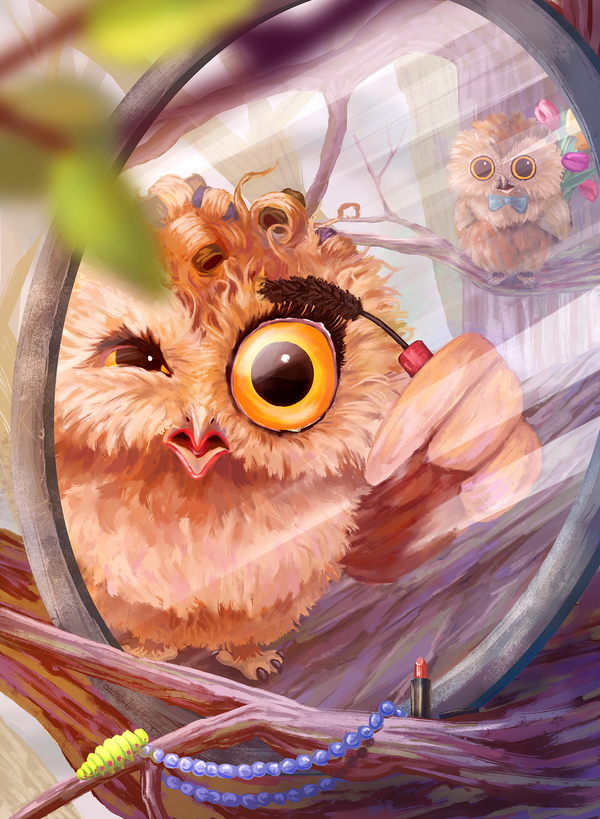 Beauty requires sacrifice - My, Painting, Owl, March 8, Spring, Drawing, Digital, Bodypainting