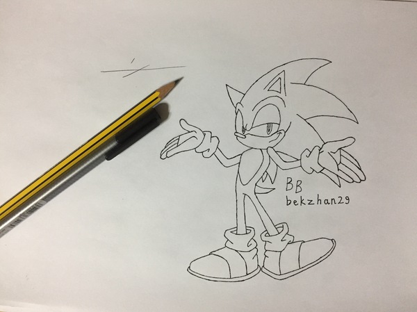 Sonic the Hedgehog - My, Sonic the hedgehog, Art, Drawing