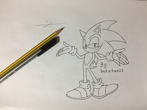 Sonic the Hedgehog - Sonic the hedgehog, My, Drawing, Art