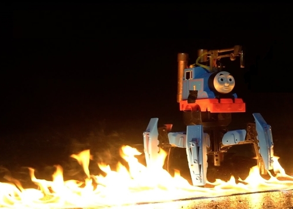 Six-legged robot armed with a flamethrower - Thomas the Tank Engine, Flamethrower, Youtube, Video blog