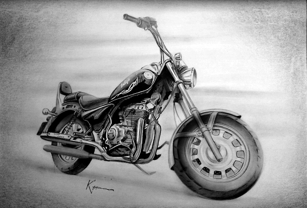 Simple pencil, A3 format. - My, Moto, Motorcyclist, Motorcycles, Pencil drawing, Artist, Bikers, Motorcyclists, 