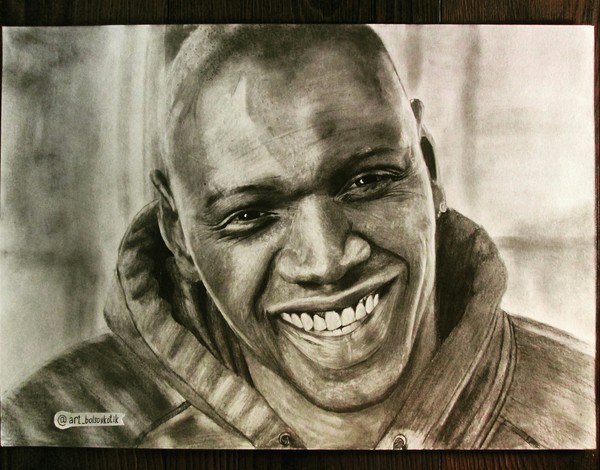 Portrait of Omar Sy - My, Drawing, Pencil drawing, Portrait, Omar Sy, Untouchable