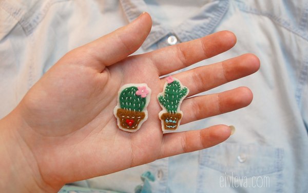 Felt cacti - Milota, With your own hands, Felt, Brooch, Handmade, GIF, Cactus, My