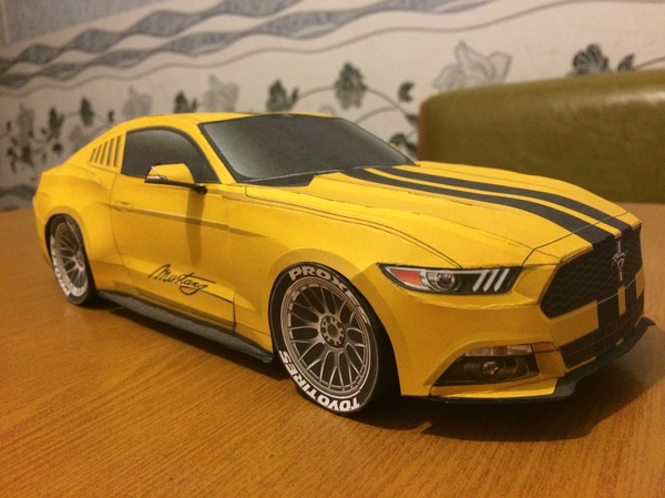 Ford Mustang 2015' - My, Ford, Ford mustang, , 1:18, Papercraft, Car modeling, Mustang, Longpost