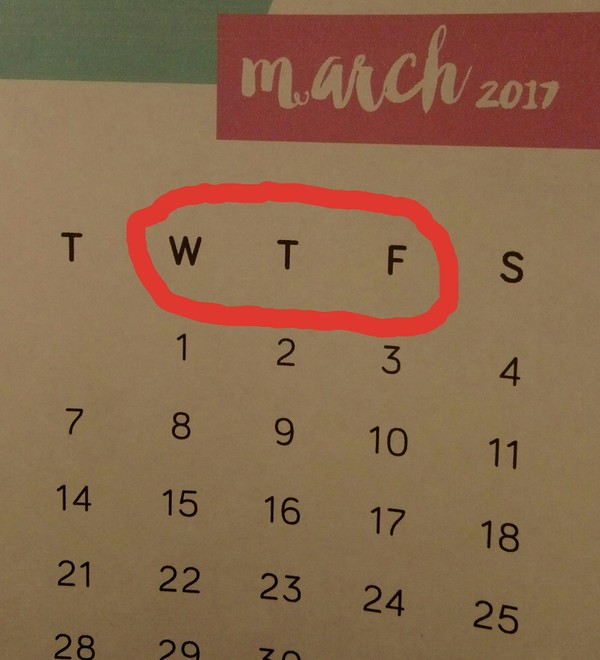 An accurate description of these three days - My, The calendar, Hidden