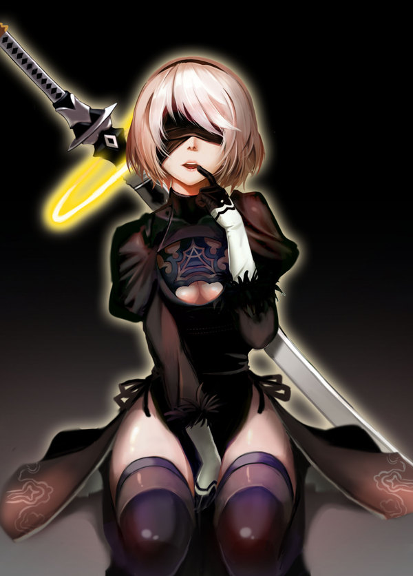 NieR: Automata / 2B. Anime Art. - Не аниме, Игры, NIER, NIER Automata, Yorha 2b, Yorhatype2b, Yorha unit No 2 type B, Anime Art