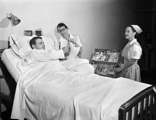 The patient chooses cigarettes.. USA, Portland, 1955. - Smoking, Evil, USA, Hospital