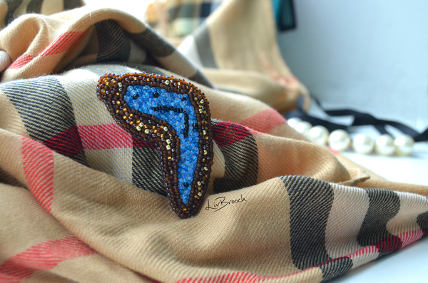 Pocket Masterpiece #2 - My, Brooch, With your own hands, My, Salvador Dali, The Persistence of Memory, Beads, Handmade