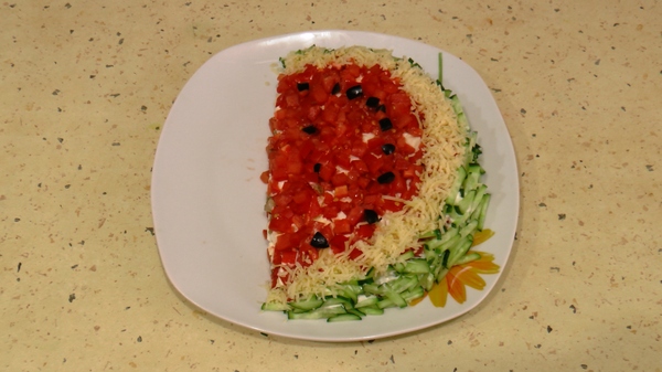 Salad Watermelon slice - My, , Watermelon, Salad