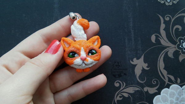 A very strange cat! - My, Polymer clay, cat, Suspension, Handmade, Polymer clay, Handmade