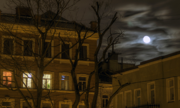 Petersburg tonight - My, moon, Window, HDR