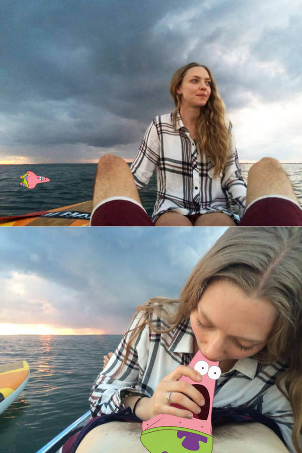 Amanda Seyfried and her boyfriend are trying to save Patrick - NSFW, Amanda Seyfried, , 9GAG, Patrick Star