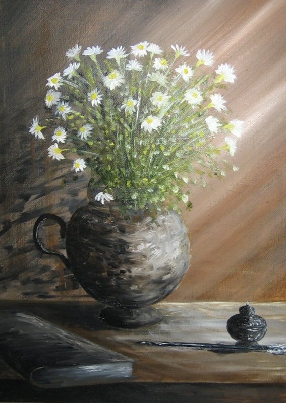 Vitaly Ozherelyev, Inkwell - My, Inkwell, , Omsk, Butter, Canvas, Flowers, Chamomile